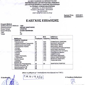 ΣΧΟΛΙΚΟΙ ΒΑΘΜΟΙ (ΛΥΚΕΙΟ): ΒΑΘΜΟΙ